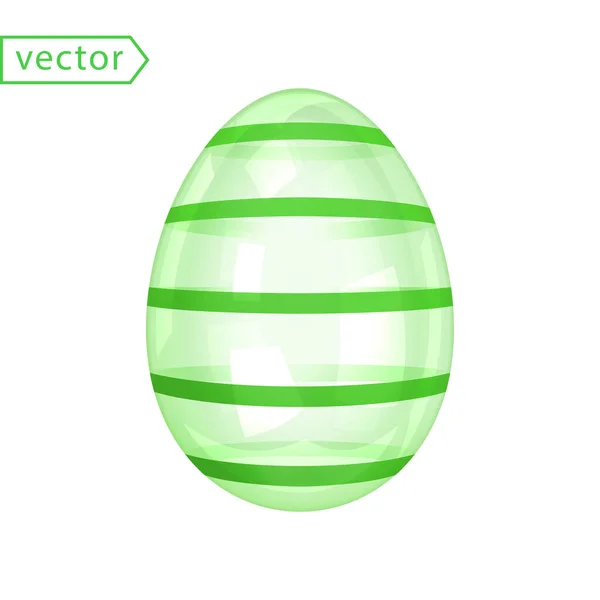Huevo Pascua Brillante Cristal Con Rayas Verdes Hermoso Regalo Pascua — Vector de stock