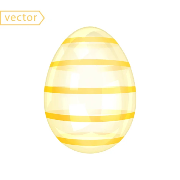 Uovo Pasqua Lucido Vetro Con Strisce Gialle Bellissimo Regalo Pasqua — Vettoriale Stock