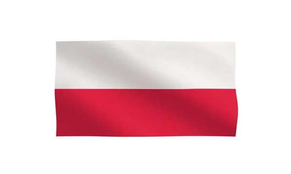 波兰国旗图标 官方的波兰国旗在风中飘扬 波兰的象征 符号在白色背景上是孤立的 现实的3D旗帜标志 矢量说明 — 图库矢量图片