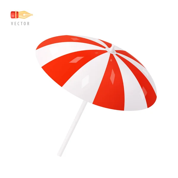 Parapluie Plage Signe Parasol Été Rayé Blanc Rouge Coloré Objet — Image vectorielle