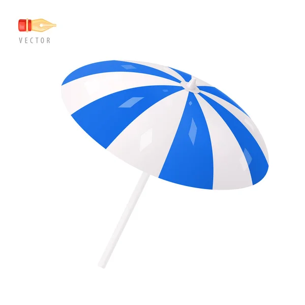 Parapluie Plage Signe Parasol Été Rayé Blanc Bleu Coloré Objet — Image vectorielle
