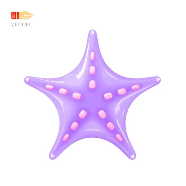 Fialová Hvězdice Cartoon Cute Funny Sea Animal Objekt Vektorové Ilustrace — Stockový vektor