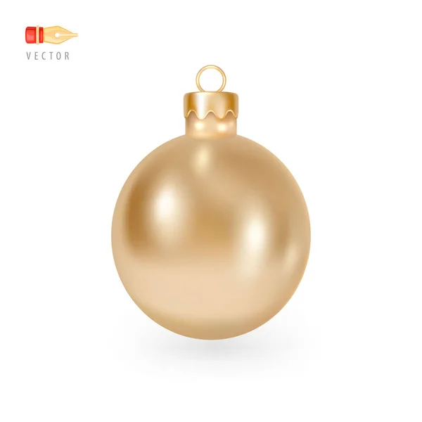 クリスマスツリーのおもちゃ 伝統的なクリスマスツリー光沢のあるゴールドボール 古典的な休日の装飾 ぶら下がりのためのループと明るい球のおもちゃ 豪華な装飾デザインテンプレート 現実的な3Dベクトル図 — ストックベクタ