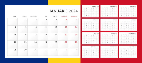 Calendário 2024 Romeno Calendário Trimestral Parede Para 2024 Estilo Minimalista Ilustrações De Bancos De Imagens Sem Royalties
