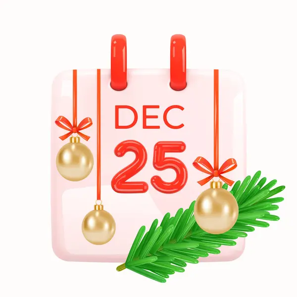 Calendário Natal Calendário Diário Com Data Dezembro Números Vermelhos Sprig Gráficos Vetores