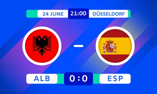 Αλβανία Εναντίον Ισπανίας Match Design Element Σημαίες Εικόνες Διαφάνεια Που — Διανυσματικό Αρχείο