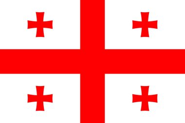 Georgia 'nın resmi bayrağı. Gürcistan bayrağı. Oranlar: 2: 3. RGB renkleri. Kırmızı: 255, 0, 0. Beyaz: 255, 255, 155. Düz simge. Doku haritası. Vektör illüstrasyonu