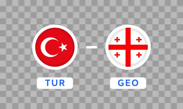 Turkey Georgia Match Design Element Flag Icons Isolated Transparent Background Vector Graphics
