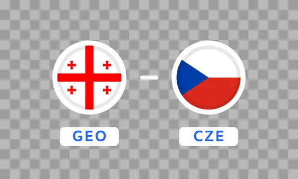 Georgia Czech Match Element Inglês Ícones Bandeira Isolados Fundo Transparente Ilustrações De Stock Royalty-Free