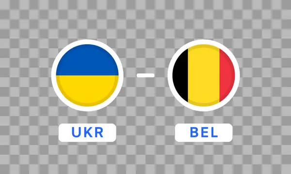 乌克兰对比利时比赛设计元素 在透明的背景下隔离的标志图标 足球锦标赛信息图表 游戏记分板 矢量图形 免版税图库矢量图片