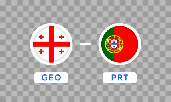 Georgia Portogallo Match Design Element Icone Bandiera Isolate Sfondo Trasparente Vettoriale Stock