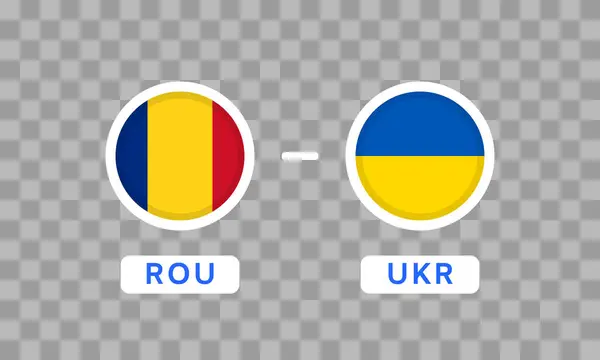 罗马尼亚对乌克兰比赛设计元素 在透明的背景下隔离的标志图标 足球锦标赛信息图表 游戏记分板 矢量图形 图库插图