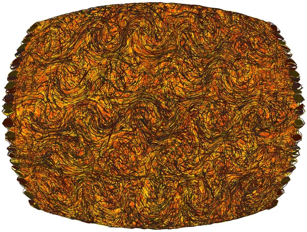 楕円形のラグ マット ドーマット グランジストライプのカーペット 波状のパターンと茶色 オレンジ 白の背景に隔離された黄色の色 — ストックベクタ