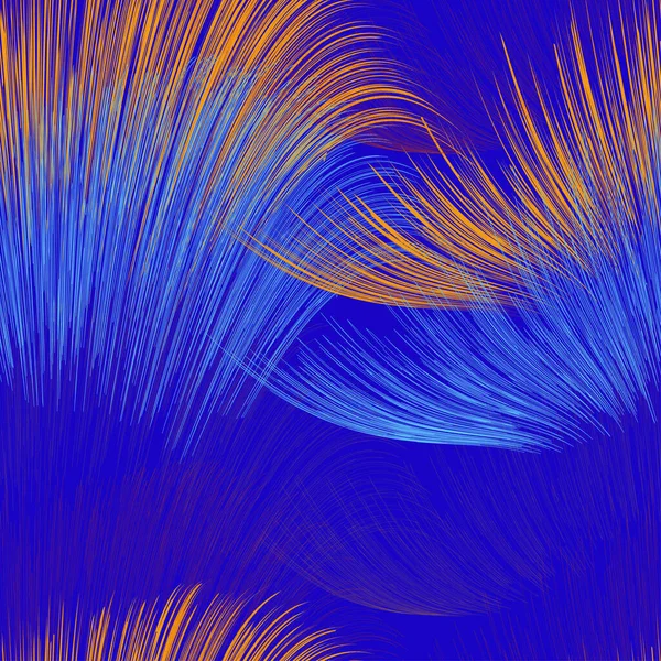网状设计用蓝色 红色相交的带条纹波浪形径向扇形元素的无缝生动背景 — 图库矢量图片
