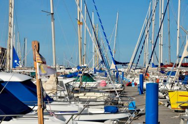 Fransa 'da Argels-sur-Mer' li Marina, Fransa 'nın güneyindeki Pyrnes-Orientales Bölümü Languedoc-Roussillon Bölgesi' nde Cte vermeille 'de komün..