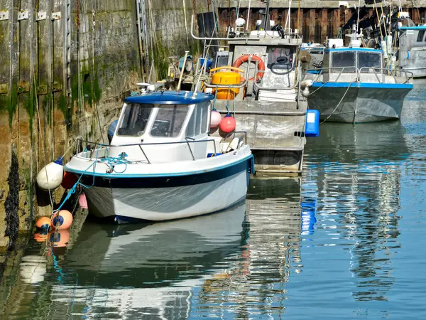 stock image Harbour of Port-en-Bessin is a commune in the Calvados department in the Basse-Normandie region in northwestern France. The commune contains the two towns of Port-en-Bessin and Huppain