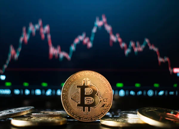 Anlagekonzept Für Bitcoin Und Kryptowährungen Kryptowährungsmünzen Bitcoin Trends Beim Bitcoin — Stockfoto