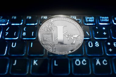 Litecoin 'in bilgisayar ticareti geçmişi. Sanal kripto para birimi kavramı.