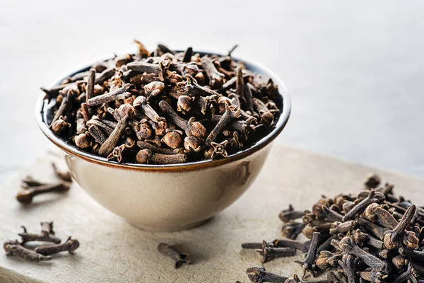 Cloves Spice Some Dried Cloves Grey Background Spice Concept Close — Stock Photo, Image