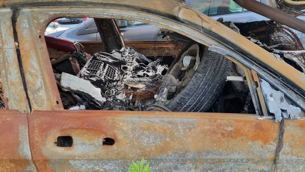 交通事故後の車の背景 — ストック写真
