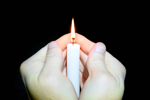 Membakar Lilin Lilin Lilin Telapak Tangan — Stok Foto