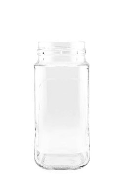 boş cam kavanoz vida kapaklı beyaz arka plan görünümü kapalı