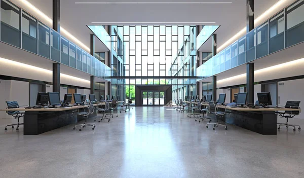 Açık Alanı Geniş Pencereleri Olan Modern Bir Ofis Hazırlama — Stok fotoğraf
