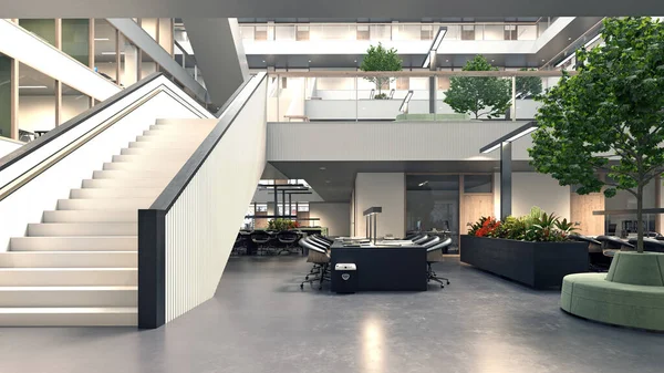 Ufficio Moderno Con Open Space Render — Foto Stock