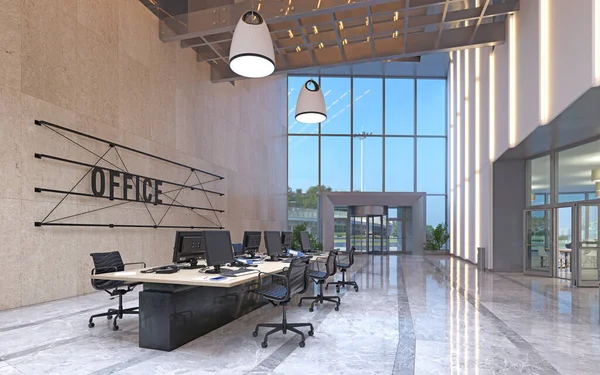 stock image Modern office with open space . 3D Render