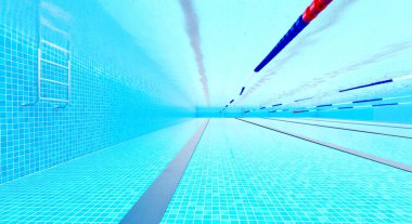 Swimming pool underwater background. 3d illustration