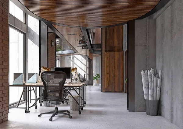 Modern Office Loft Style Render — Stok fotoğraf