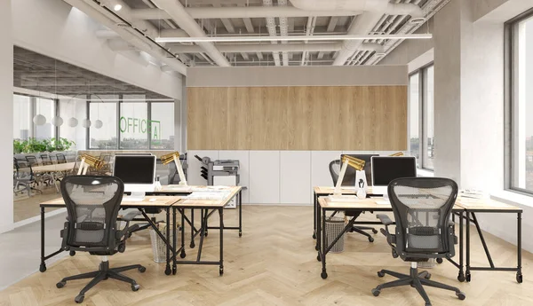 现代办公室的3D图解 梦的内部 — 图库照片
