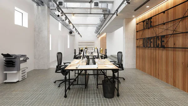 公共空间的3D图解 现代办公室 — 图库照片