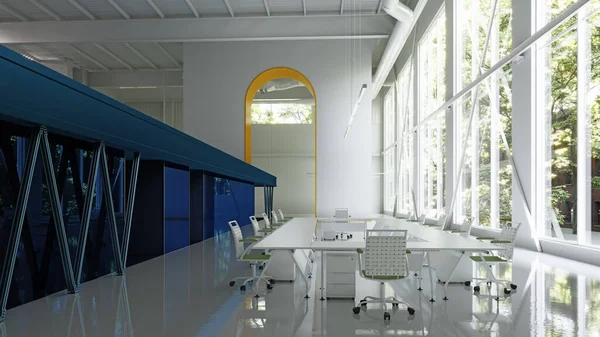 モダンなオフィス空間の3Dインテリア レンダリング — ストック写真