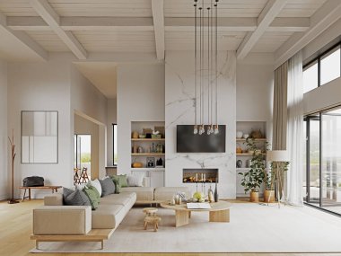 Modern bir evin 3 boyutlu bir tasviri. dizayn ediliyor