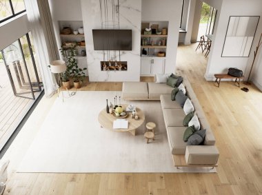 Modern bir evin 3 boyutlu bir tasviri. dizayn ediliyor