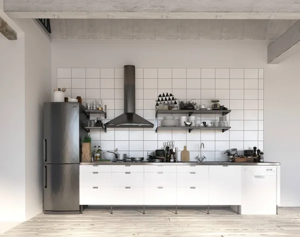 Illustrazione Appartamento Moderno Cucina Abitabile — Foto Stock