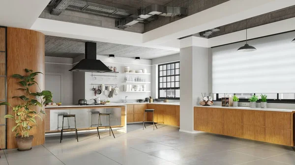 Illustrazione Appartamento Moderno Cucina Abitabile — Foto Stock