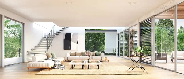 Casa Luxo Moderno Design Ilustração Interior — Fotografia de Stock