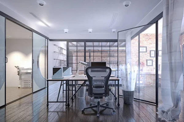Diseño Interior Moderno Oficina Concepto Renderizado —  Fotos de Stock