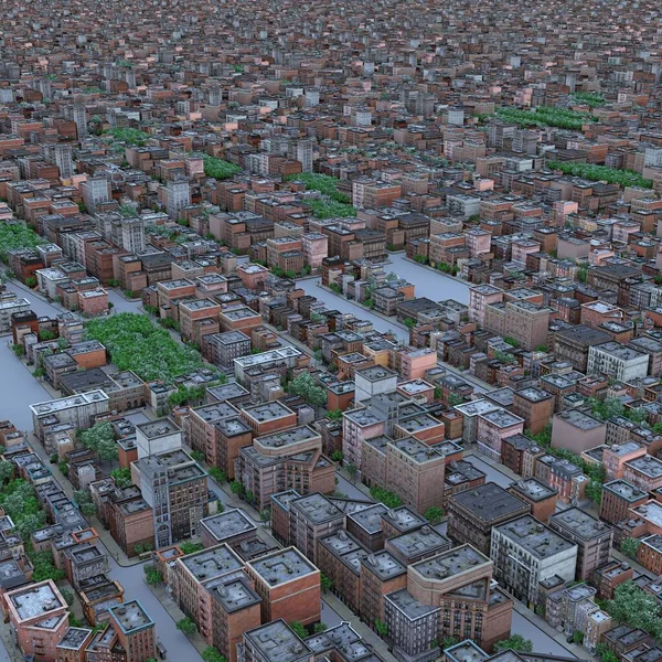 Vista Del Dron Del Paisaje Ciudad Sin Fin Concepto Renderizado —  Fotos de Stock