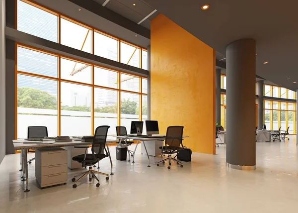 近代的なオフィスのインテリア デザイン レンダリング概念 — ストック写真