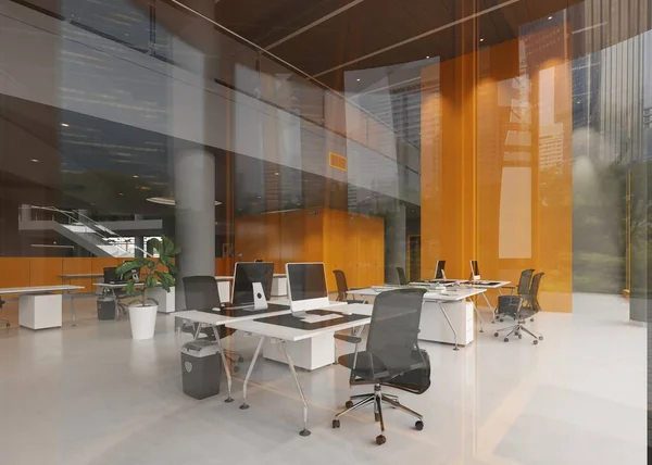 Modern Office Interior Design Rendering Concept — Stock Photo, Image