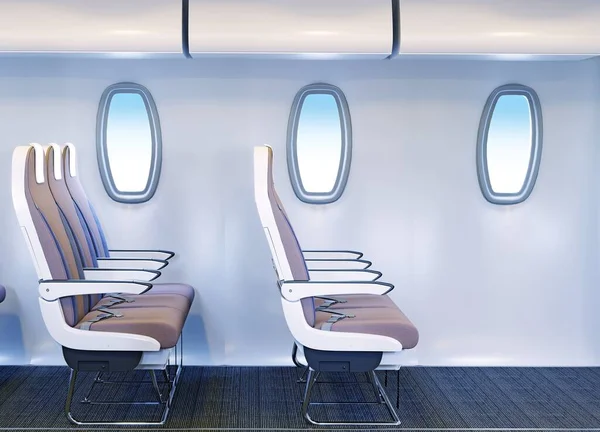 Airplane cabin interior . 3d design illusstration