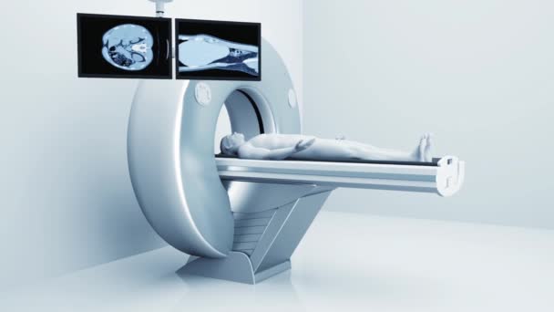 先进的Mri技术在医院的放射科室 帮助诊断 3D渲染视频 — 图库视频影像