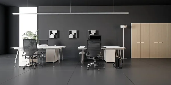 Interior Espacio Interior Oficina Abierta Brillante Renderizado Del Diseño Conceptual — Foto de Stock