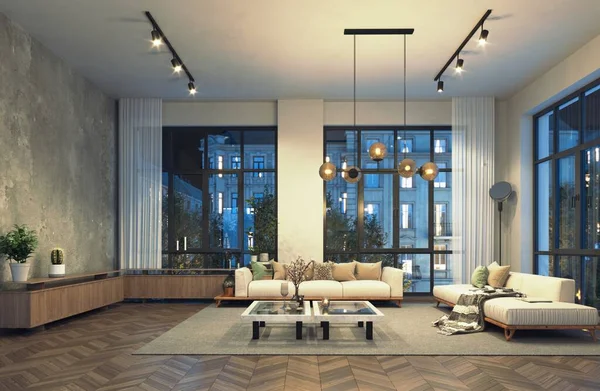 Modern Living Room Interior Design Render Concept Living Room — Stock Photo, Image