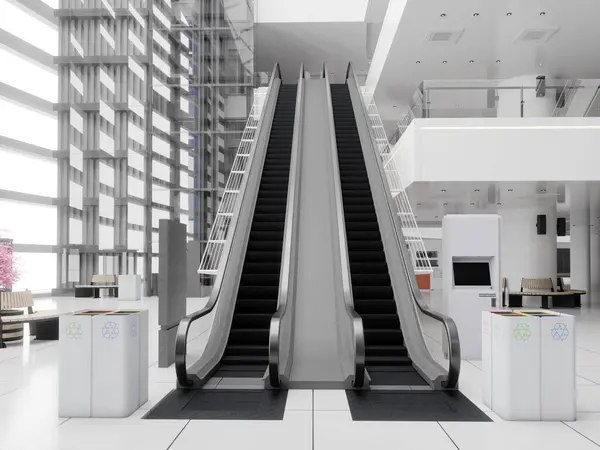 Escaliers Roulants Centre Commercial Moderne Rendu Conception — Photo