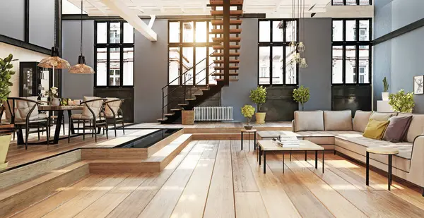 Modern Home Interior Rendering Design Concept Stock Image