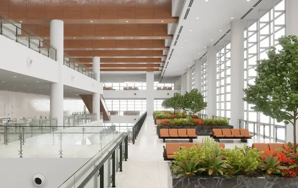 Nuevo Diseño Terminal Aeroportuaria Concepto Renderizado — Foto de Stock